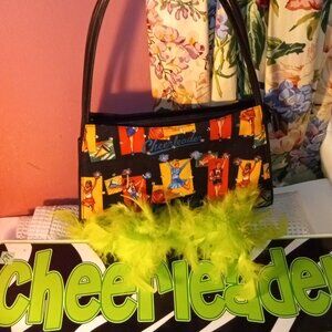 CHEERLEADER COLORFUL PURSE AND CHEERLEADER 22" INCH COLORFUL SIGN DECOR